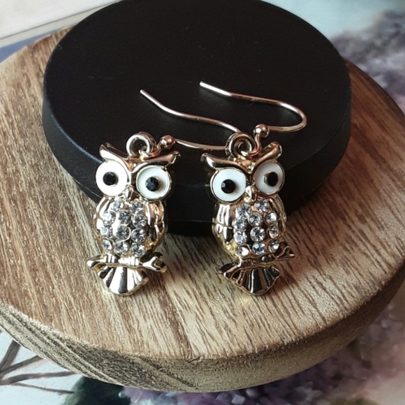 NEW BLING Great Owl Earrings - Picture 2 of 4